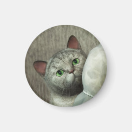 グレー猫のマグネット マグネット