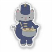 グレー猫のマーチングバンド ドラム ネイビーブルー ゴールド シール (正面)