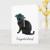 グレー猫の卒業カード カード (黄色い花)