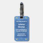 グレー猫インデニムフェイクポケット名前をカスタムする ラゲッジタグ (裏面縦)