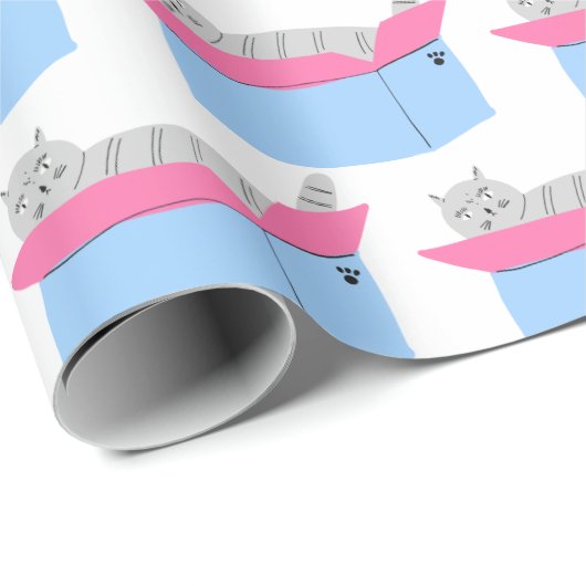 グレー猫インボックス ラッピングペーパー (ロールコーナー)