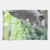 グレー猫タオル キッチンタオル (横)