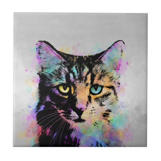 グレー猫618 タイル (正面)