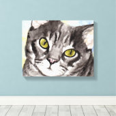 グレー猫 キャンバスプリント (インサイチュ (ウッドフロア))