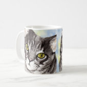 グレー猫 コーヒーマグカップ (正面左)