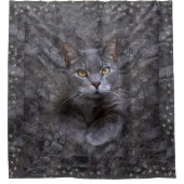 グレー猫 シャワーカーテン (正面)