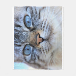 グレー猫 フリースブランケット