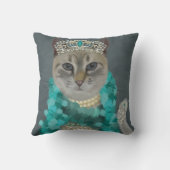 グレー猫 |ベル付きポートレート クッション (裏面)