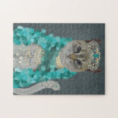 グレー猫 |ベル付きポートレート ジグソーパズル (横)