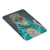 グレー猫 |ベル付きポートレート マグネット (右側)