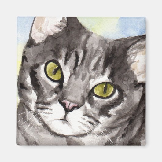 グレー猫 マグネット (正面)