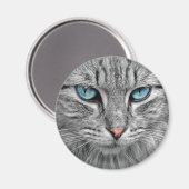 グレー猫（青い目） マグネット (正面/裏面)
