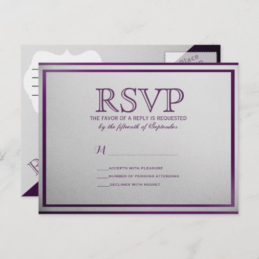 グレー王室のグラデーションの濃い紫色の輪郭 インビテーションポストカード (正面/裏面)