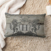 グレー王室のホースクレスト素朴バーンウッドピロー ランバークッション (ブランケット)