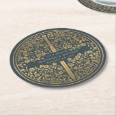 グレー王室の中世結婚剣 ラウンドペーパーコースター (アングル)