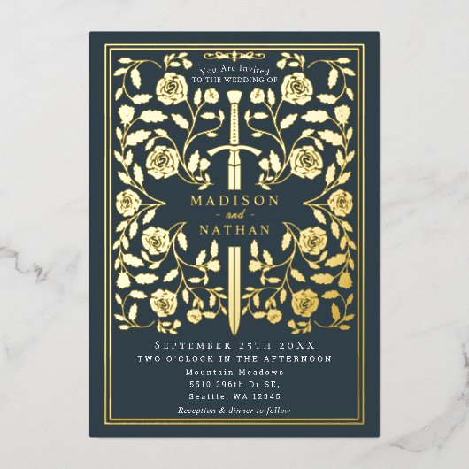 グレー王室の中世結婚剣 箔招待状 (正面)