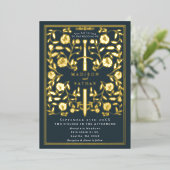 グレー王室の中世結婚剣 箔招待状 (立ち正面)