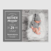 グレー男の赤ちゃん磁気写真誕生のお知らせ (正面)