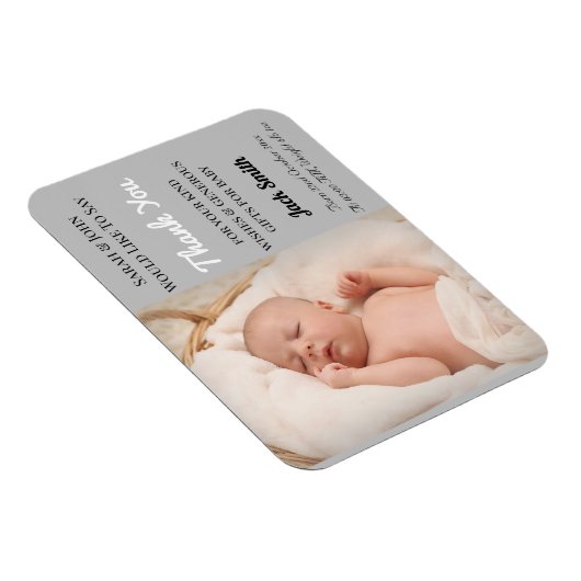 グレー男の赤ちゃん磁気写真誕生のお知らせ マグネット (右側)