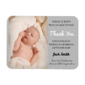 グレー男の赤ちゃん磁気写真誕生のお知らせ マグネット (横)