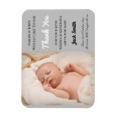 グレー男の赤ちゃん磁気写真誕生のお知らせ マグネット (縦)