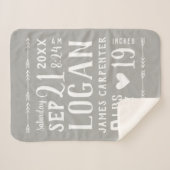 グレー男の赤ちゃん誕生統計キープサケ シェルパブランケット (正面(横))