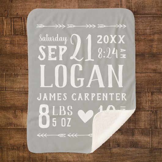 グレー男の赤ちゃん誕生統計キープサケ シェルパブランケット