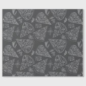 グレー男らしピザラバーシェフイタリアン誕生日 ラッピングペーパー (フラット)