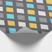 グレー男らしブルーの黄色の幾何学的パターン ラッピングペーパー (角)