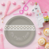 グレー白とベージュ ペーパープレート (パーティー)