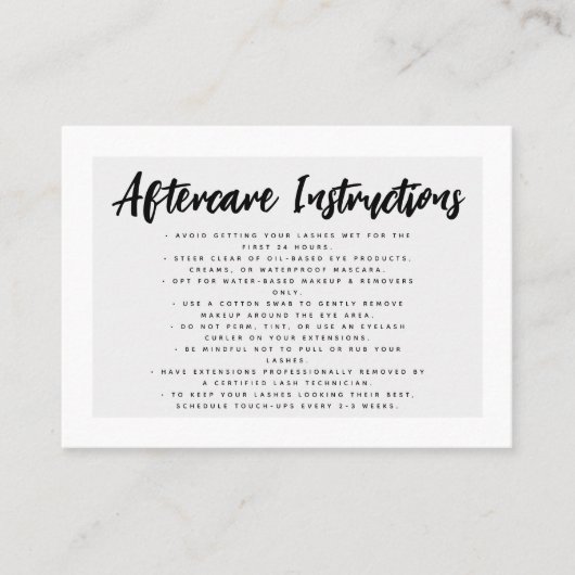 グレー白まつげエクステンションアフターケア 名刺 (正面)