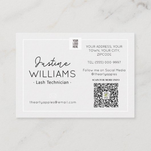 グレー白まつげエクステンションアフターケア 名刺 (裏面)