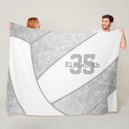 グレー白バレーボガーリーールスポーツデコールフリースbl フリースブランケット