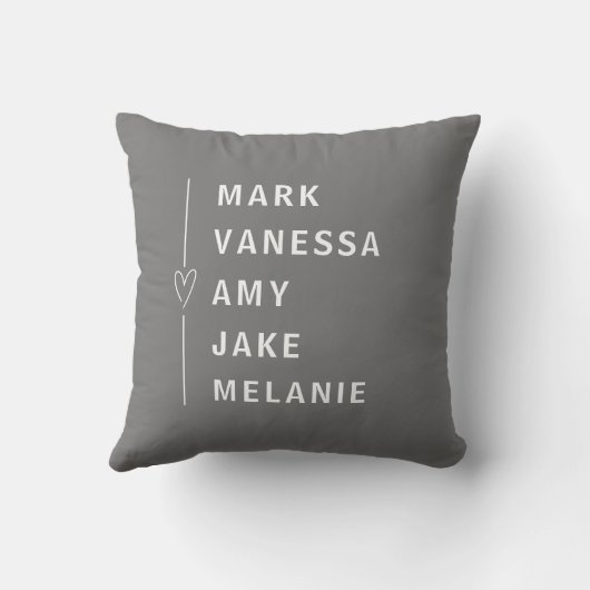 グレー白モダン名ミニマルハート クッション (裏面)