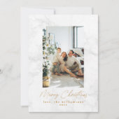 グレー白モダン大理石2枚フォトクリスマス シーズンカード (正面)