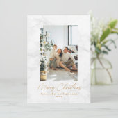 グレー白モダン大理石2枚フォトクリスマス シーズンカード (スタンド正面)