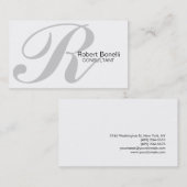 グレー白モノグラムスタイリッシュ名刺 名刺 (正面/裏面)