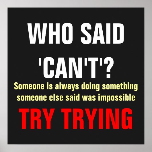 グレー白レッド誰が成功できないプリント ポスター (正面)