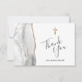 グレー白金ゴールドアゲート最初の聖餐会ありがとう サンキューカード (正面)