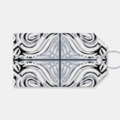 グレー白黒のカーリー抽象芸術パターン ギフトタグ (正面(横))