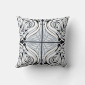 グレー白黒のカーリー抽象芸術パターン クッション (裏面)