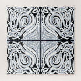 グレー白黒のカーリー抽象芸術パターン ジグソーパズル