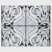 グレー白黒のカーリー抽象芸術パターン ラッピングペーパー (フラット)