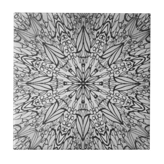 グレー白黒の幾何学的な星輪セラミックタイル タイル (正面)