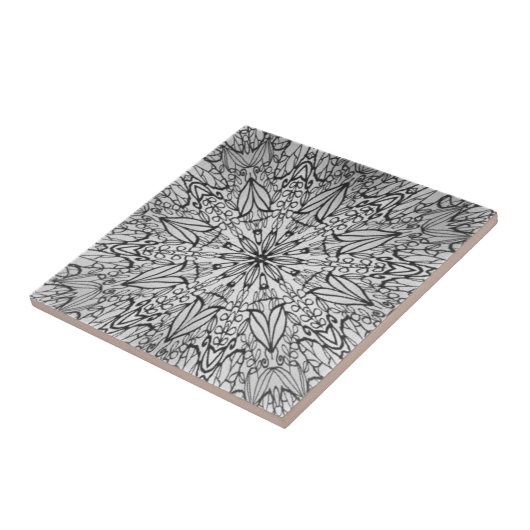 グレー白黒の幾何学的な星輪セラミックタイル タイル (側面)