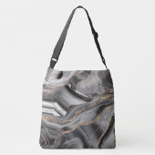 グレー白黒アゲート金ゴールドグリッターグラム#1 クロスボディバッグ (裏面)