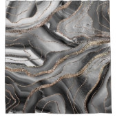 グレー白黒アゲート金ゴールドグリッターグラム#1 シャワーカーテン (正面)