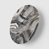 グレー白黒アゲート金ゴールドグリッターグラム#1 ラウンド壁時計 (傾斜)