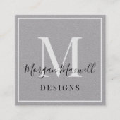 グレー白黒エレガントシグネチャーモダンスクエア スクエア名刺 (正面)