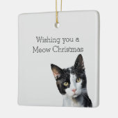 グレー白黒キティキャット セラミックオーナメント (左)